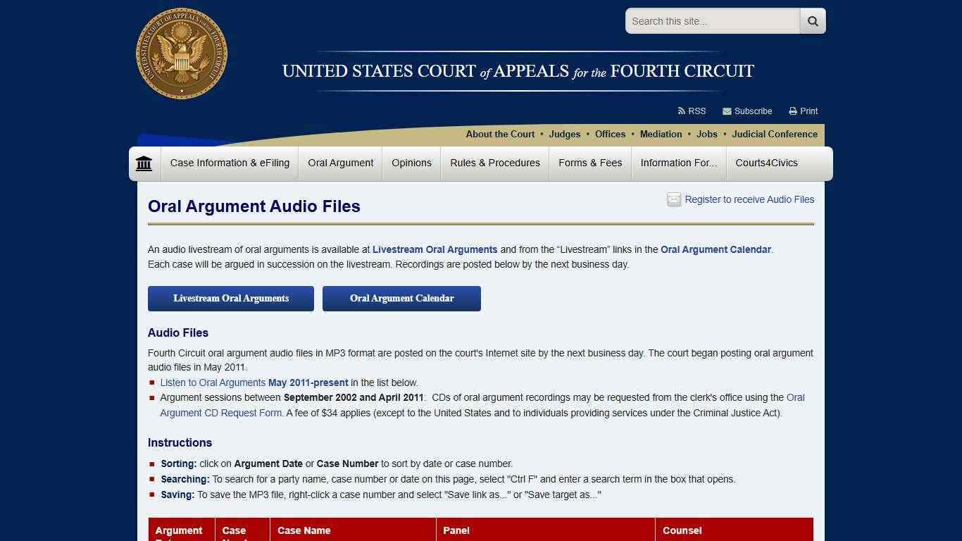 Oral Argument Audio Files