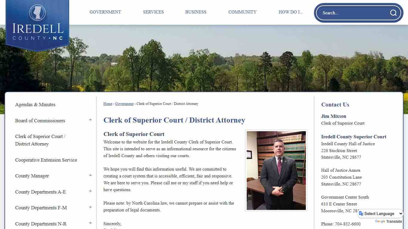 Clerk of Superior Court / District Attorney | Iredell County, NC