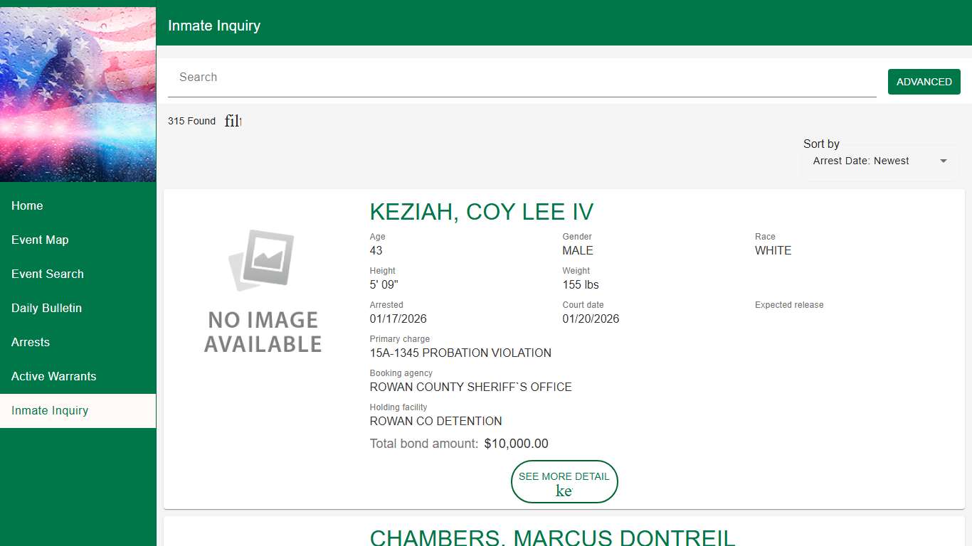 Rowan County Sheriff's Office | Police to Citizen - Inmates catalog